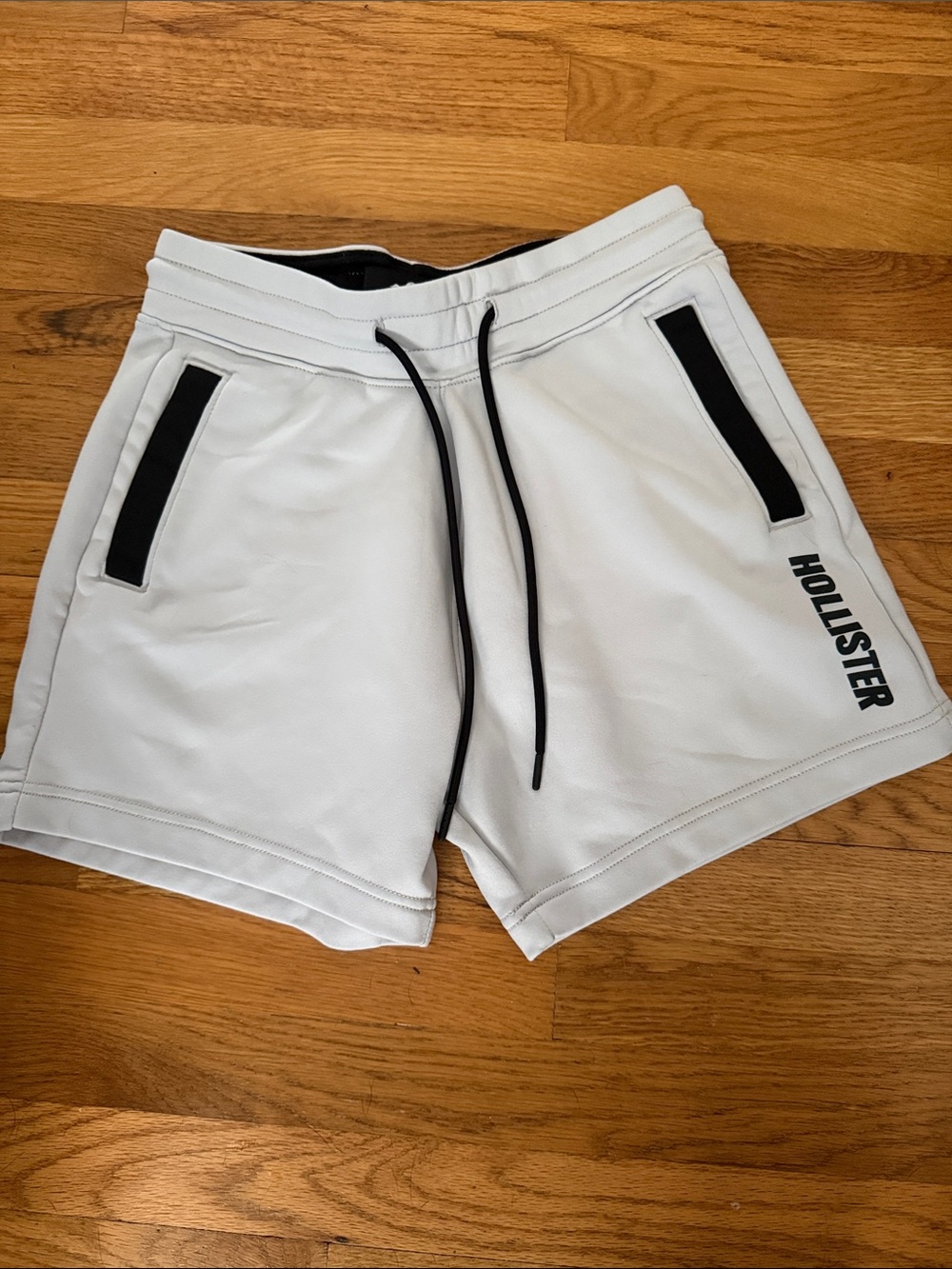 Hollister White Athletic Shorts with Black Trim